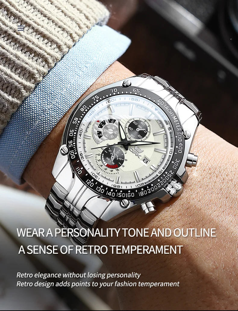 MW-015-UU】OPK Men‘s Watches Fashion Trend Original Wristwatch for Man Waterproof Stainless Steel Luminous Date Display