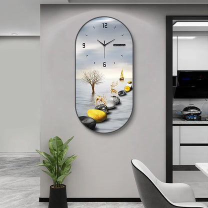 WT-003-UU】Modern luxury wall clock living room household fashion restaurant decorative painting creative wall hanging silent clock