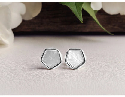 JE-018-UU】Lotus Fun Real 925 Sterling Silver Creative North European Style Geometric Angles Design Fine Jewelry Stud Earrings for Women