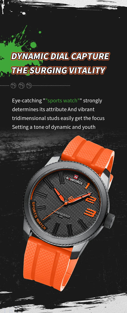 MW-002-UU】NAVIFORCE Top Luxury Brand Quartz Watch Men Silicone Strap Military Waterproof