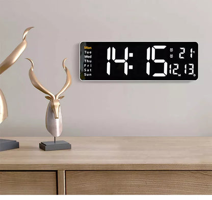 WT-001-UU】Large Digital LED Wall Clock Calendar with Dual Alarms,Temperature Thermometer for Bedroom Living Room Table Desktop Decoration