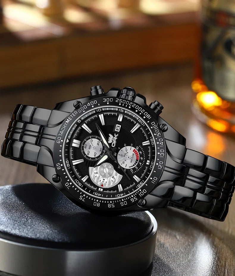 MW-015-UU】OPK Men‘s Watches Fashion Trend Original Wristwatch for Man Waterproof Stainless Steel Luminous Date Display