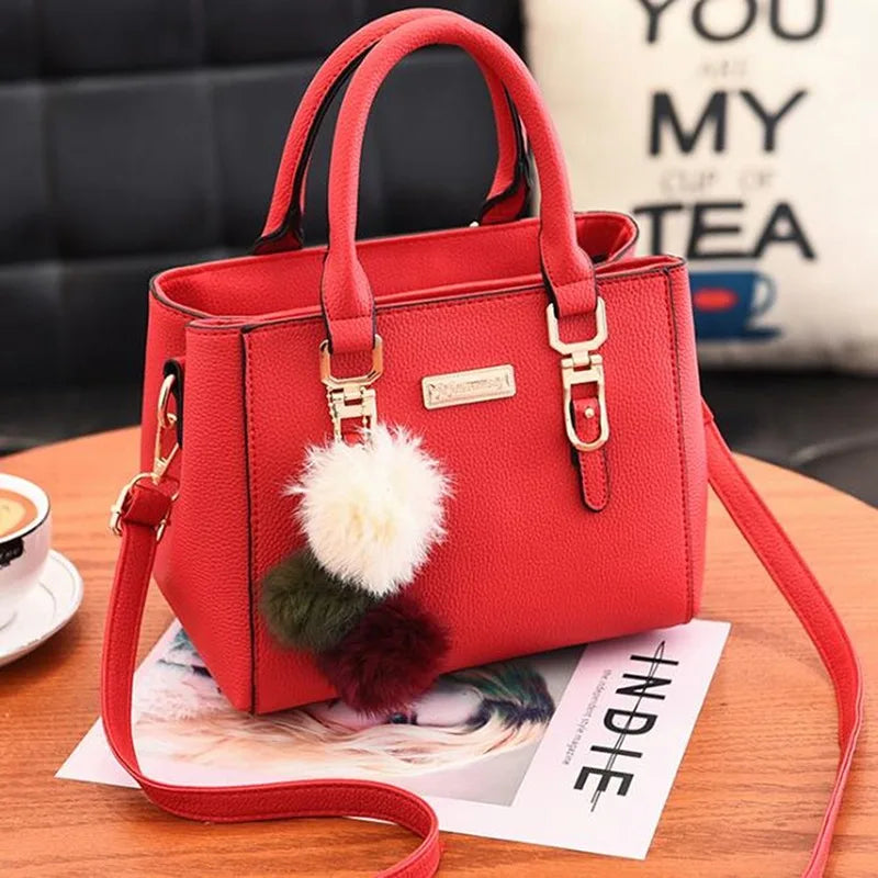 LW-006-UU】PU Leather Ladies HandBags Women Vintage Purse Plush Tassel Messenger Bags Tote Boston Shoulder Crossbody Bag