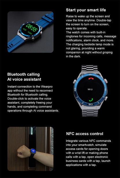 WM-A027-UUJ】GPS Smart Watch Men 1.5 Inch 454*454 HD resolution Voice Calling NFC Watches Compass IP68 Waterproof ECG Smartwatch For Android