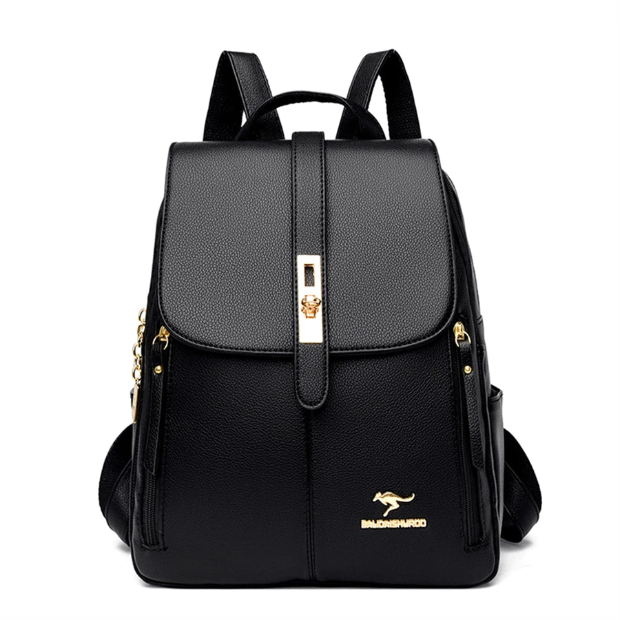 LW-004-UU】Luxury Women Leather Backpacks for Girls Sac A Dos Casual Daypack Black Vintage Backpack School Bags for Girls Mochila Rucksack