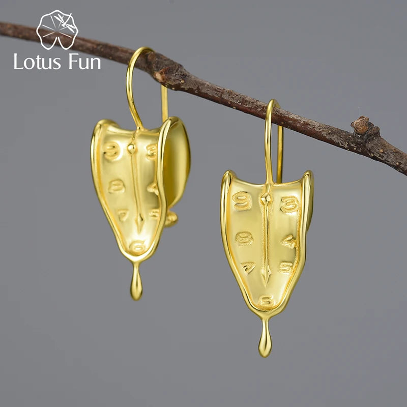 JE-013-UU】Lotus Fun Eternity of Memory 18K Gold Clock Shape Love Forever Dangle Earrings for Women 925 Sterling Silver Luxury Fine Jewelry