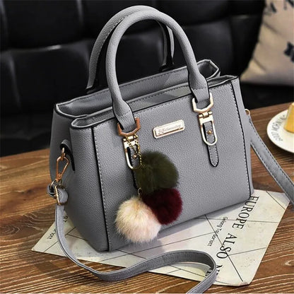 LW-006-UU】PU Leather Ladies HandBags Women Vintage Purse Plush Tassel Messenger Bags Tote Boston Shoulder Crossbody Bag