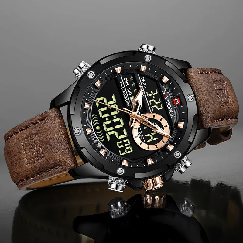 MW-004-UU】NAVIFORCE Digital Men Military Watch Waterproof Wristwatch LED Quartz Sport Male Big Watch