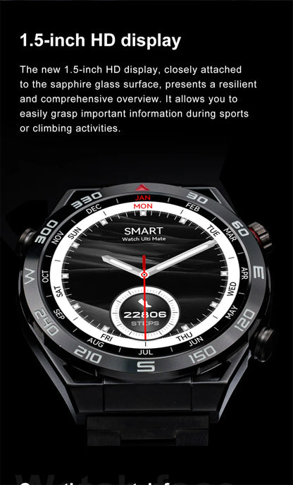 WM-A027-UUJ】GPS Smart Watch Men 1.5 Inch 454*454 HD resolution Voice Calling NFC Watches Compass IP68 Waterproof ECG Smartwatch For Android