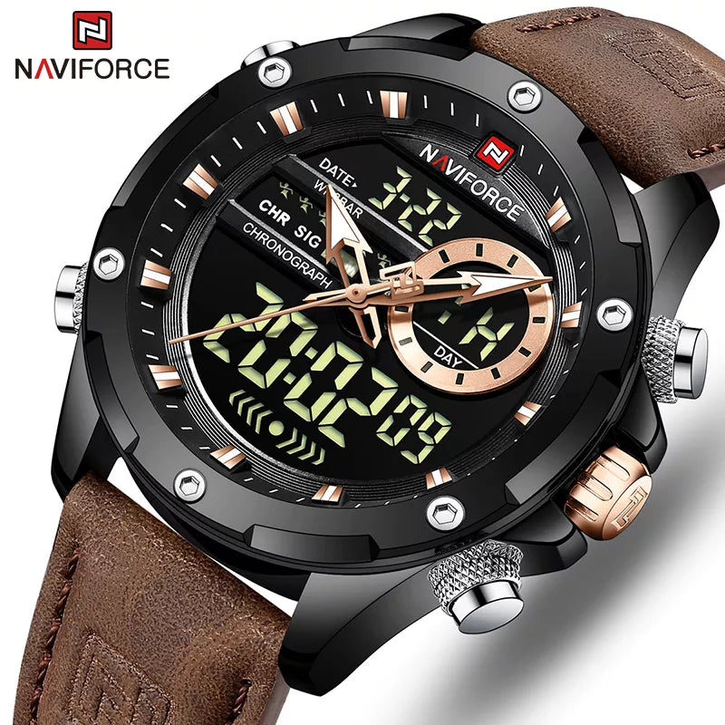 MW-004-UU】NAVIFORCE Digital Men Military Watch Waterproof Wristwatch LED Quartz Sport Male Big Watch