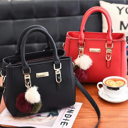 LW-006-UU】PU Leather Ladies HandBags Women Vintage Purse Plush Tassel Messenger Bags Tote Boston Shoulder Crossbody Bag