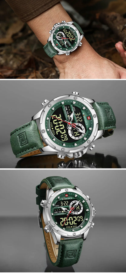 MW-004-UU】NAVIFORCE Digital Men Military Watch Waterproof Wristwatch LED Quartz Sport Male Big Watch