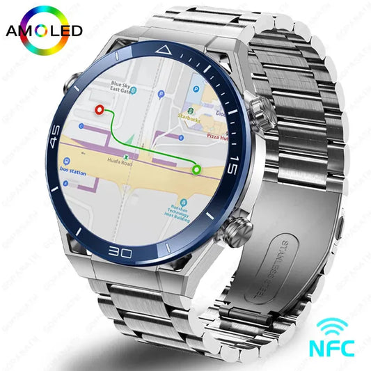 WM-A026-UUJ】For Huawei Xiaomi NFC Smart Watch Men GPS Tracker Motion Bracelet AMOLED 454*454 HD Screen ECG+PPG Compass BT Call