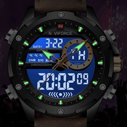 MW-004-UU】NAVIFORCE Digital Men Military Watch Waterproof Wristwatch LED Quartz Sport Male Big Watch