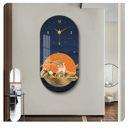 WT-003-UU】Modern luxury wall clock living room household fashion restaurant decorative painting creative wall hanging silent clock