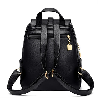 LW-004-UU】Luxury Women Leather Backpacks for Girls Sac A Dos Casual Daypack Black Vintage Backpack School Bags for Girls Mochila Rucksack