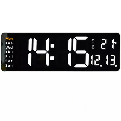 WT-001-UU】Large Digital LED Wall Clock Calendar with Dual Alarms,Temperature Thermometer for Bedroom Living Room Table Desktop Decoration