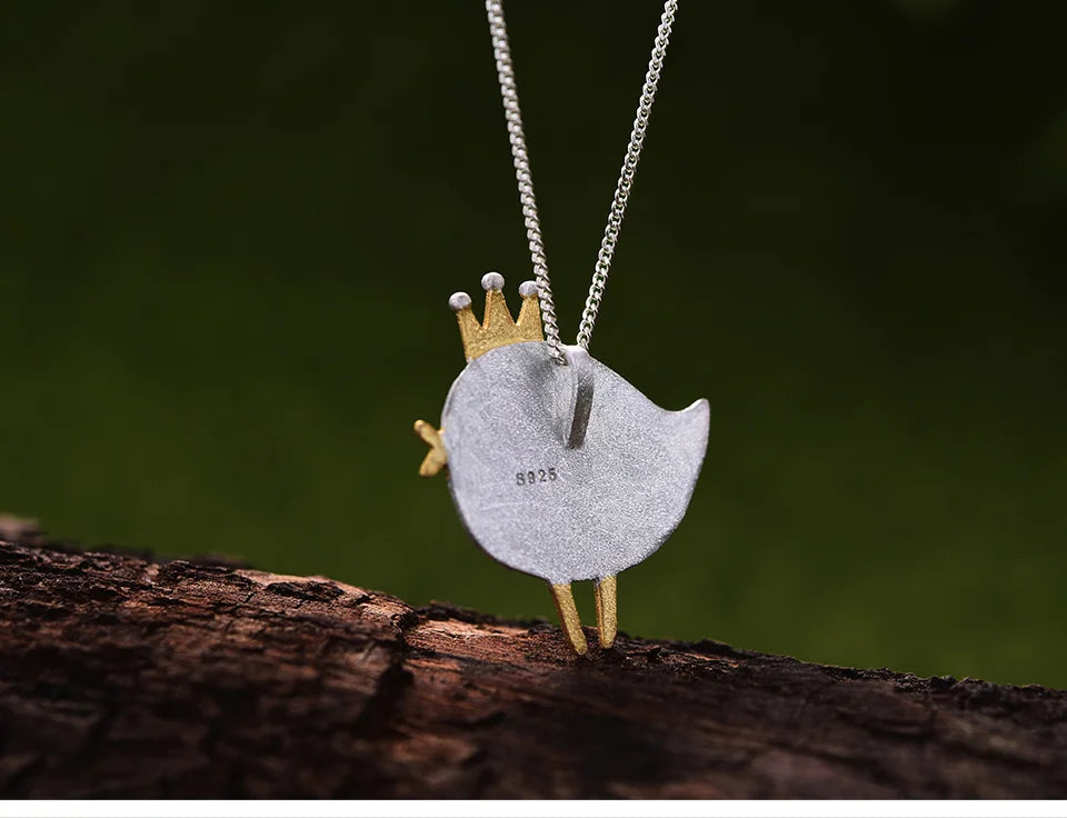 JN-007-UU】Lotus Fun Real 925 Sterling Silver Natural Handmade Fine Jewelry Lovely Princess Bird Pendant without Necklace for Women