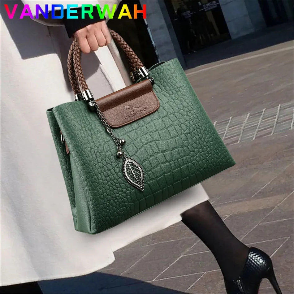 LW-009-UU】Brand Leather 3 Layers Alligator Crossbody Bag for Women Female Shoulder Messenger Sac Luxury Designer Ladies Handbags