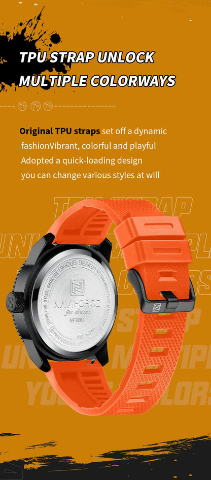 MW-002-UU】NAVIFORCE Top Luxury Brand Quartz Watch Men Silicone Strap Military Waterproof