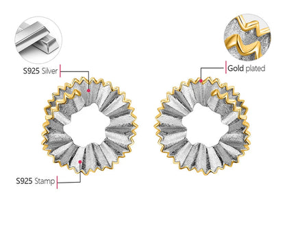 JE-017-UU】Lotus Fun クリエイティブ鉛筆削りくずデザインスタッドピアスリアル 925 スターリングシルバー 18K ゴールドピアス女性ギフトファインジュエリー