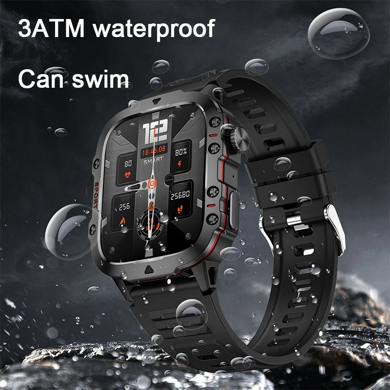 WM-A029-UUJ】Xiaomi Military Smart Watch Men IP68 5ATM Outdoor Sports Fitness Tracker Health Monitor 1.96" BT Call Smartwatch