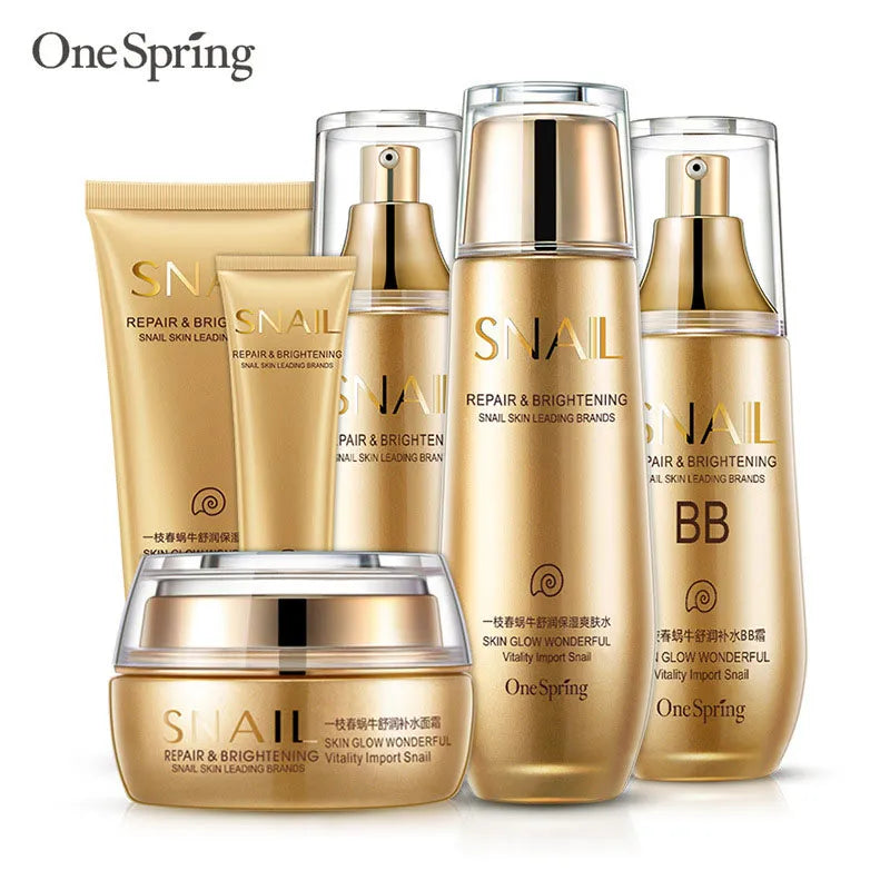 MC-021-UU】6pcs Snail Anti-aging Skin Care Sets Moisturizing Facial Set Skincare Products Face Cream Facial Cleanser Toner Face Care Kits