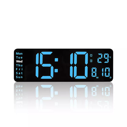 WT-001-UU】Large Digital LED Wall Clock Calendar with Dual Alarms,Temperature Thermometer for Bedroom Living Room Table Desktop Decoration