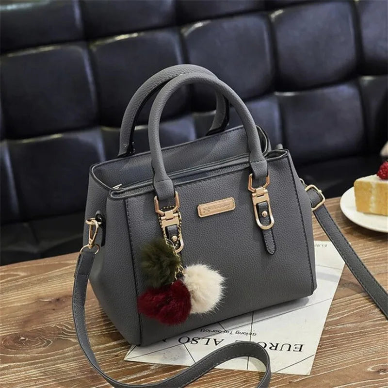 LW-006-UU】PU Leather Ladies HandBags Women Vintage Purse Plush Tassel Messenger Bags Tote Boston Shoulder Crossbody Bag