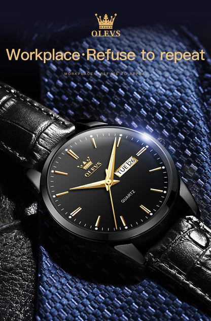 MW-012-UU】OLEVS Men`s Quartz Watches Brand Luxury Casual Fashion Men's Watch For Gifts Breathable leather Waterproof