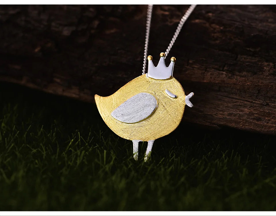 JN-007-UU】Lotus Fun Real 925 Sterling Silver Natural Handmade Fine Jewelry Lovely Princess Bird Pendant without Necklace for Women