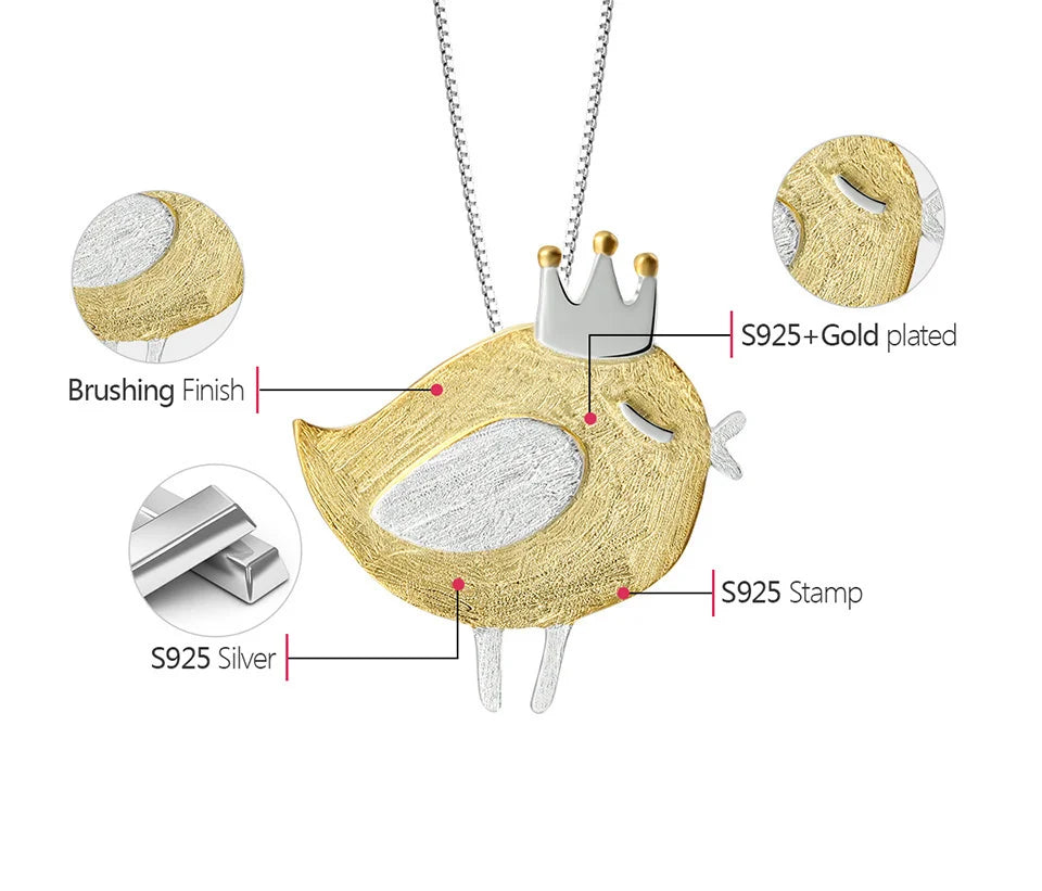 JN-007-UU】Lotus Fun リアル 925 スターリングシルバー ナチュラル ハンドメイド ファイン ジュエリー 素敵なプリンセス バード ペンダント ネックレスなし 女性用