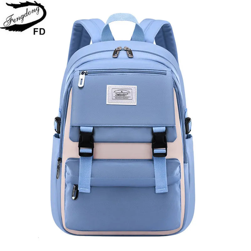 LK-007-UU】Fengdong high school bags for girls student many pockets waterproof school backpack teenage girl high quality campus backpack