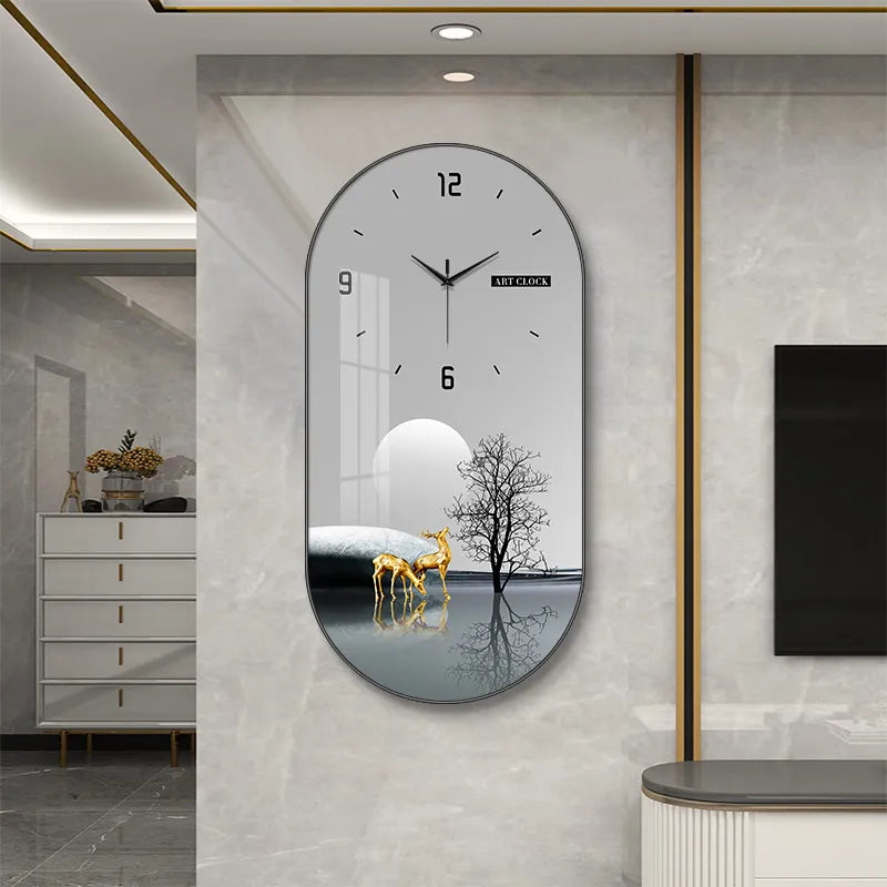 WT-003-UU】Modern luxury wall clock living room household fashion restaurant decorative painting creative wall hanging silent clock