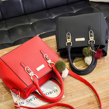 LW-006-UU】PU Leather Ladies HandBags Women Vintage Purse Plush Tassel Messenger Bags Tote Boston Shoulder Crossbody Bag