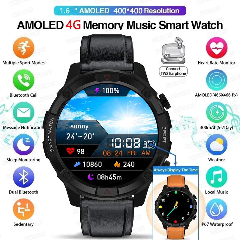 WM-017-UU】 Bluetooth Call Smart Watch 454*454 AMOLED 1.39 Inch Screen Watch Always Display The Time 4GB Local Music Smartwatch Men