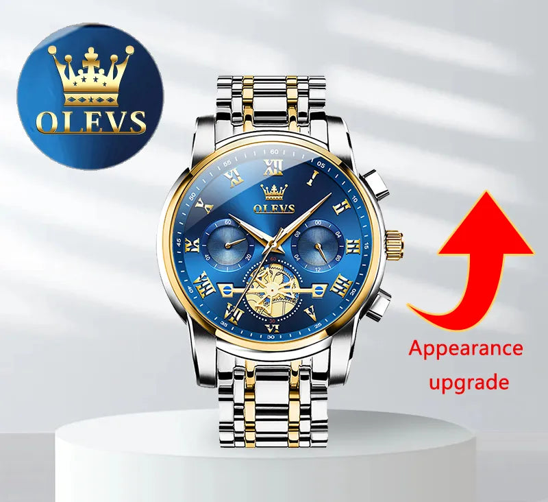 MW-010-UU】OLEVS Top Brand Men's Watches Classic Roman Scale Dial Luxury Wrist Watch for Man Original Quartz Waterproof Luminous