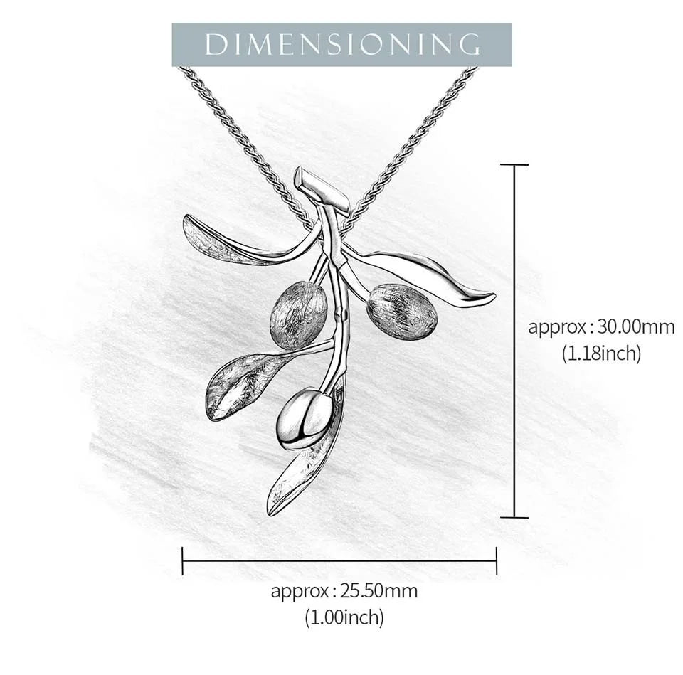 JN-003-UU】Lotus Fun Luxury Olive Leaves Branch Fruits Pendant Fashion Real 925 Sterling Silver Necklace for Women Vintage Fine Jewelry