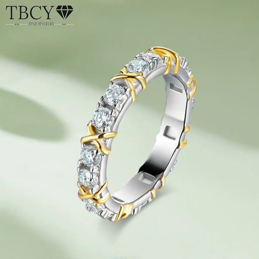 JR-006-UU】TBCYD 3mm D Color Moissanite Ring S925 Sterling Silver Diamond Eternity Ring Wedding Band