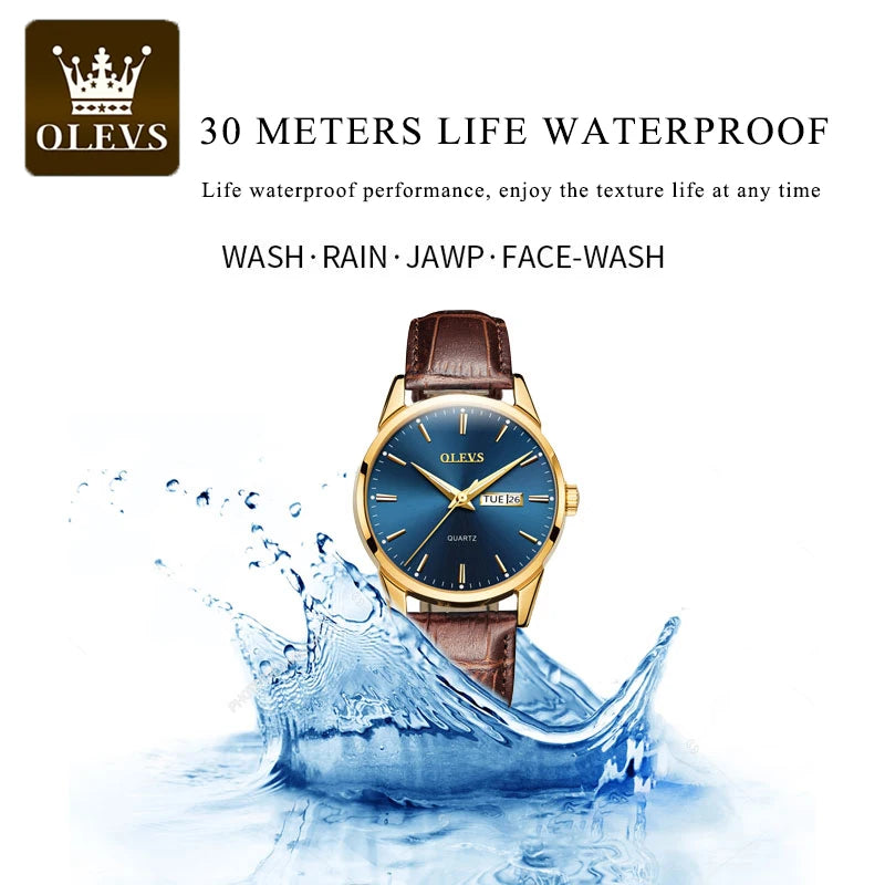 MW-012-UU】OLEVS Men`s Quartz Watches Brand Luxury Casual Fashion Men's Watch For Gifts Breathable leather Waterproof