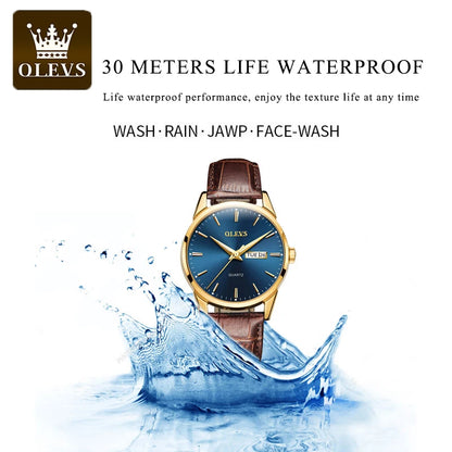 MW-012-UU】OLEVS Men`s Quartz Watches Brand Luxury Casual Fashion Men's Watch For Gifts Breathable leather Waterproof