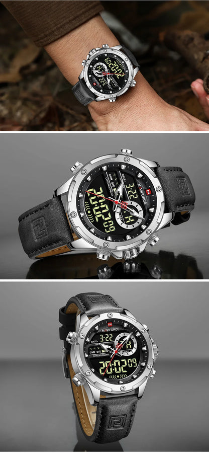 MW-004-UU】NAVIFORCE Digital Men Military Watch Waterproof Wristwatch LED Quartz Sport Male Big Watch