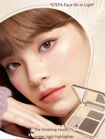 MC-004-UU】Judydoll Facial Highlighter Makeup Palette Face Matte Shadow Lasting Glow Brighten Contour Shimmer  Powder 3D Nose Cosmetics