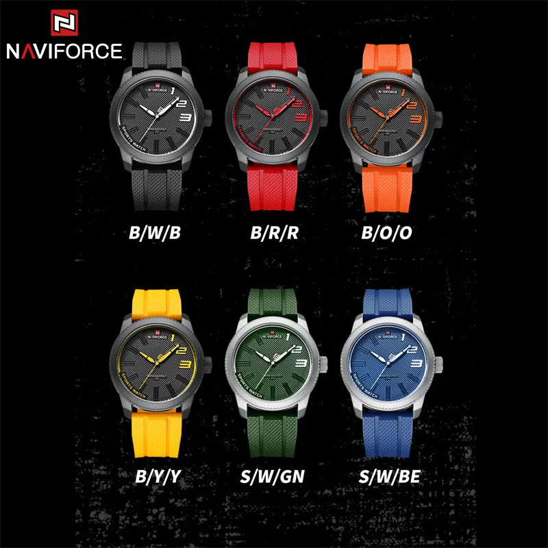 MW-002-UU】NAVIFORCE Top Luxury Brand Quartz Watch Men Silicone Strap Military Waterproof