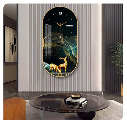 WT-003-UU】Modern luxury wall clock living room household fashion restaurant decorative painting creative wall hanging silent clock