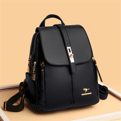 LW-004-UU】Luxury Women Leather Backpacks for Girls Sac A Dos Casual Daypack Black Vintage Backpack School Bags for Girls Mochila Rucksack