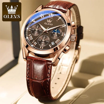 MW-013-UU】OLEVS Quartz Watch for Men Top Brand Luxury Watches Moon Phase waterproof Mens watches Fashion Chronograph Wrist Watches For Men