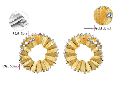 JE-017-UU】Lotus Fun クリエイティブ鉛筆削りくずデザインスタッドピアスリアル 925 スターリングシルバー 18K ゴールドピアス女性ギフトファインジュエリー
