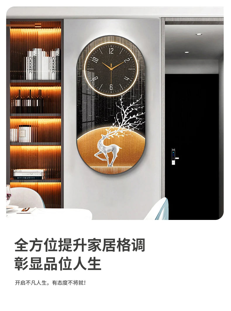 WT-003-UU】Modern luxury wall clock living room household fashion restaurant decorative painting creative wall hanging silent clock