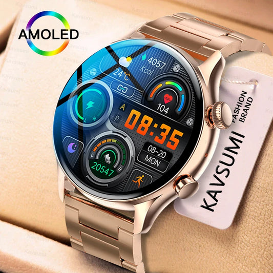 WM-A019-UUJ】KAVSUMI Smart Watch AMOLED HD Screen Always On Display Watches Bluetooth Call IP68 Waterproof Sport